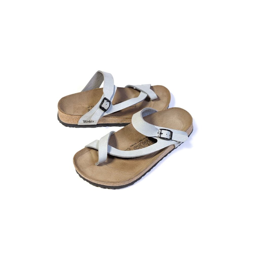 Birkenstock 37 Birki's Silver Slide 6 GERMANY |  Mayari REG Width